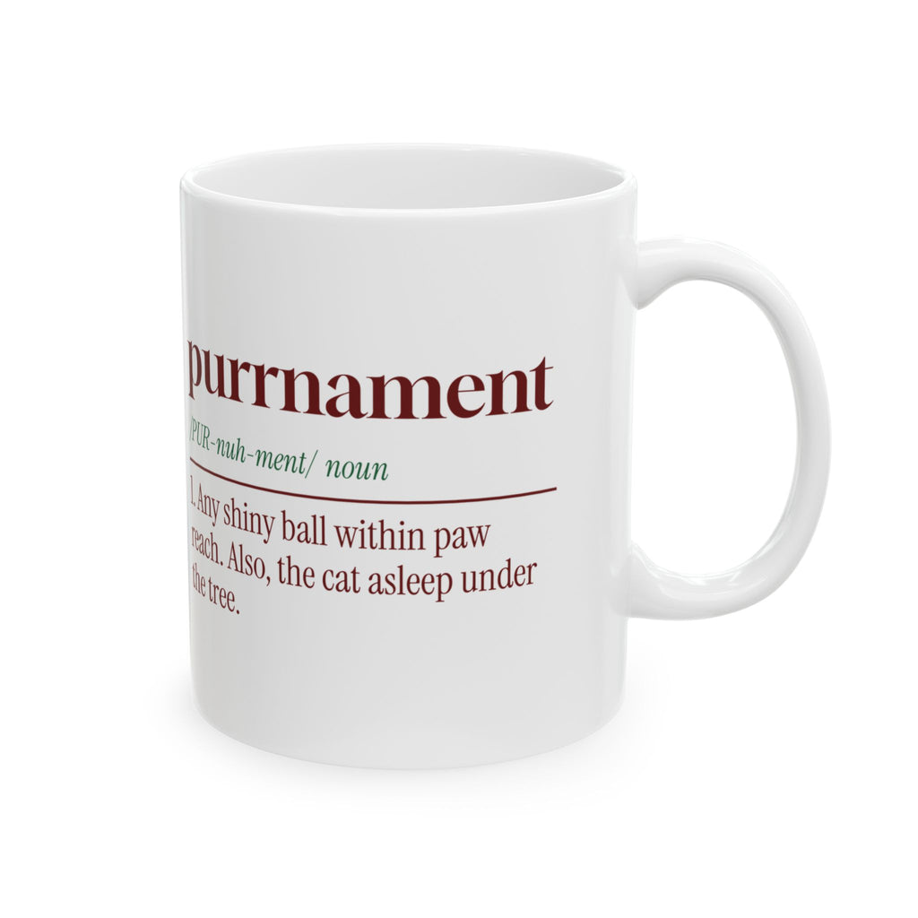 Funny Christmas Cat Coffee Mug Purrnament Dictionary Definition