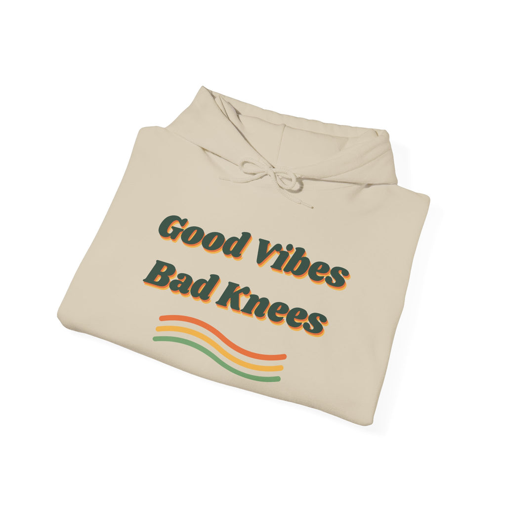 Funny Retro Hoodie Good Vibes Bad Knees