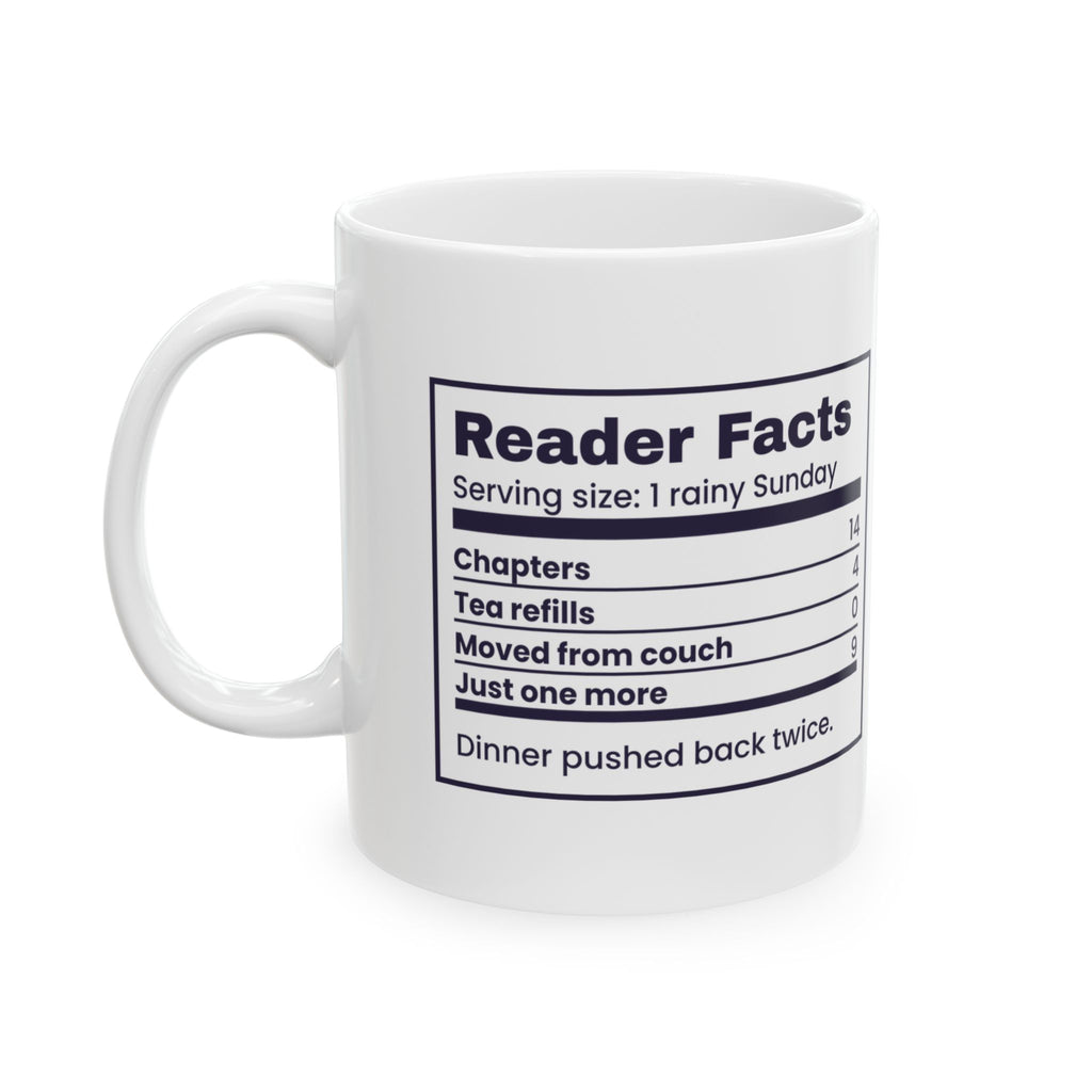 Funny Book Lover Coffee Mug Reader Facts Nutrition Label