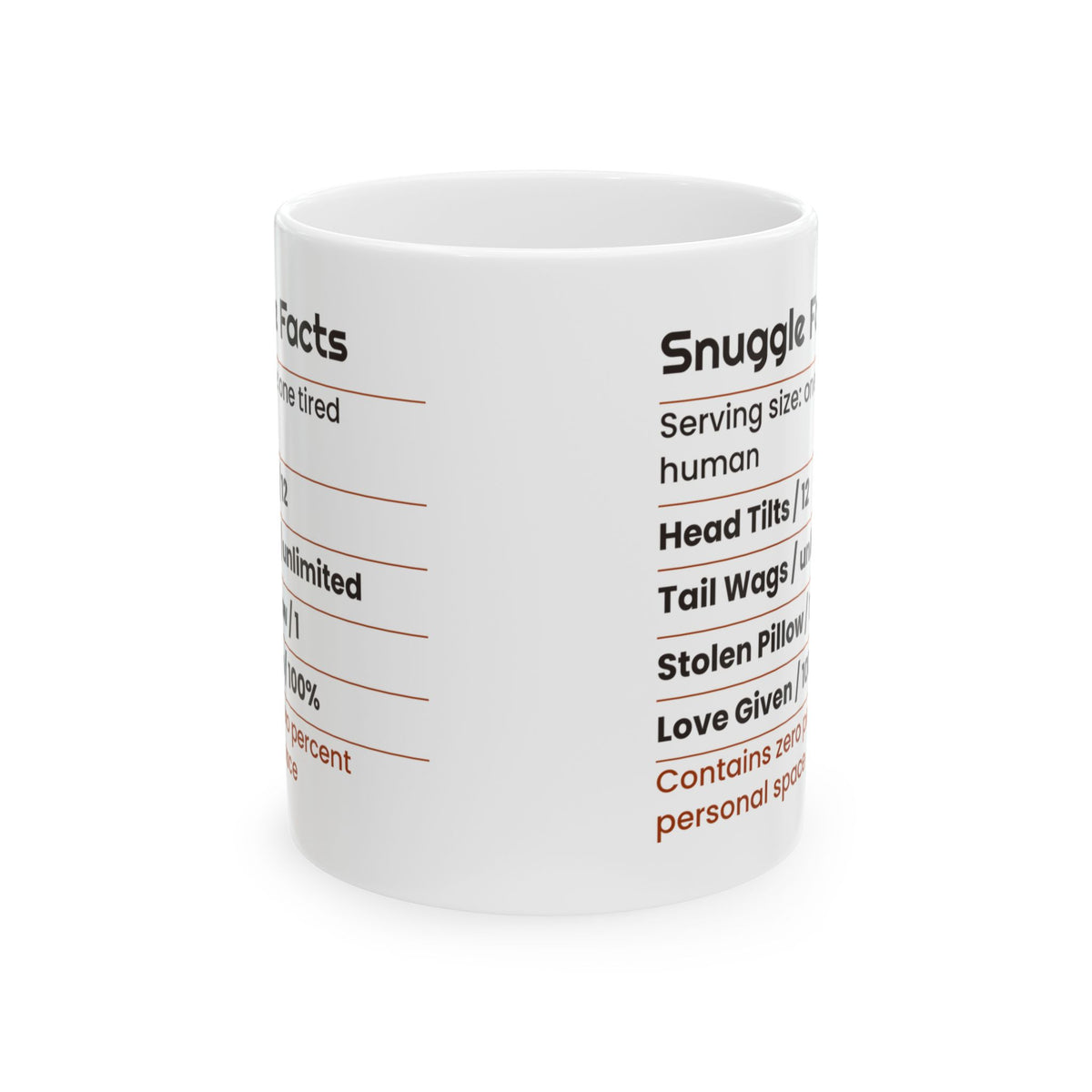 Funny Dog Coffee Mug Snuggle Facts Label For Dog Lovers