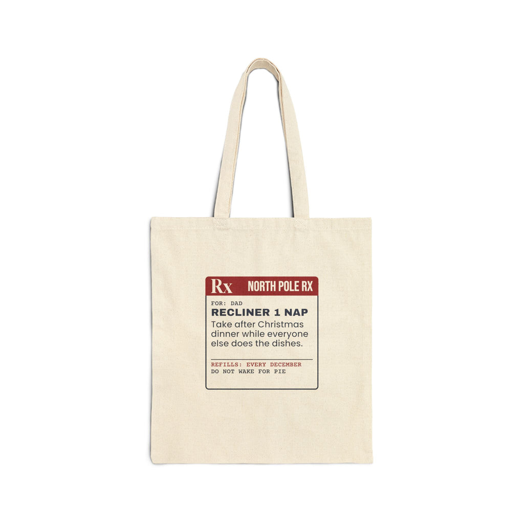 Funny Christmas Dad Tote Bag Recliner Nap Prescription Label