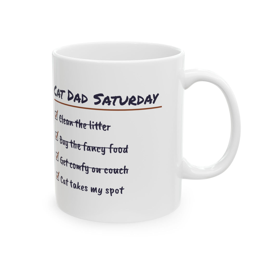 Funny Cat Dad Father's Day Coffee Mug Cat Dad Saturday Checklist