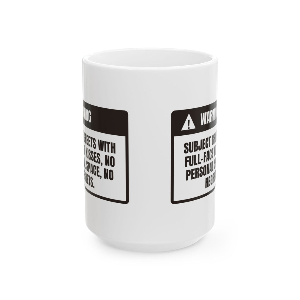 Funny Dog Coffee Mug Warning Full Face Kisses For Dog Lovers