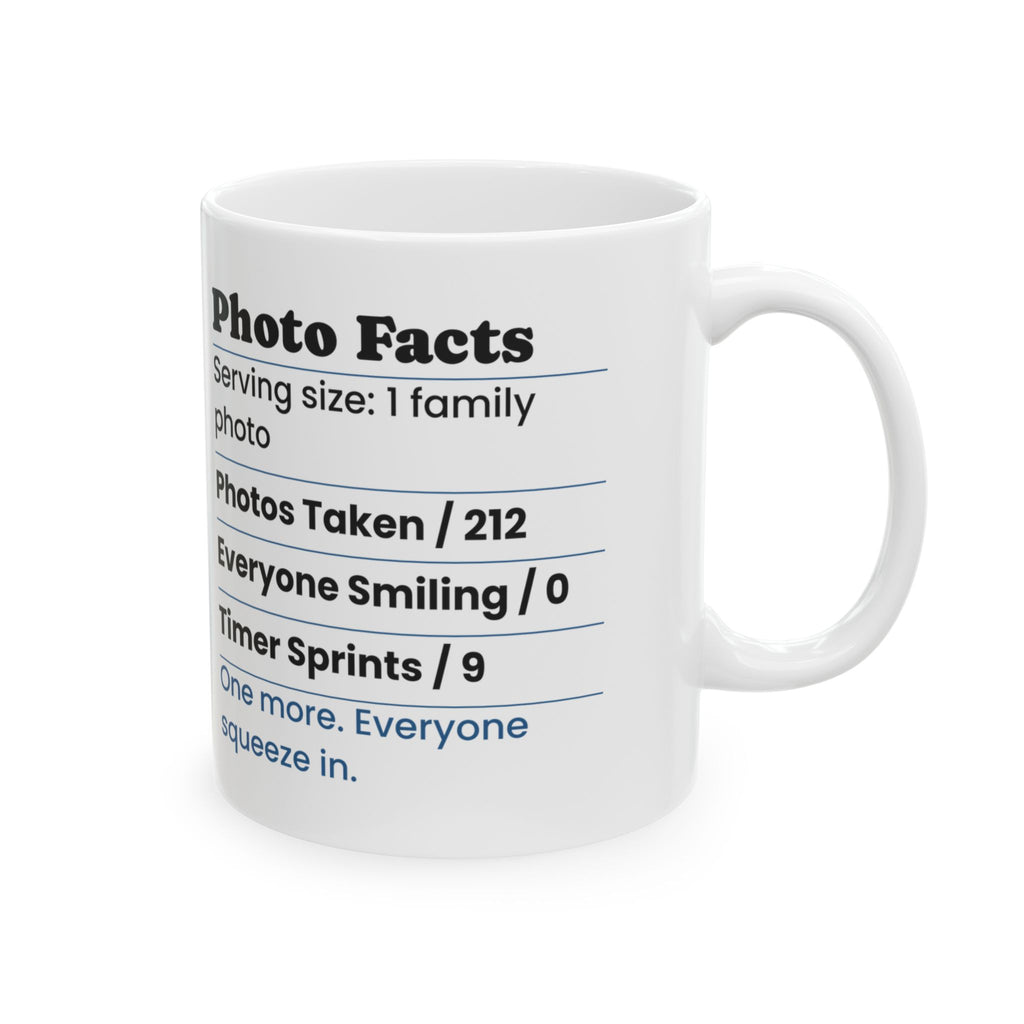 Funny Family Christmas Coffee Mug Photo Facts Family Photographer Label
