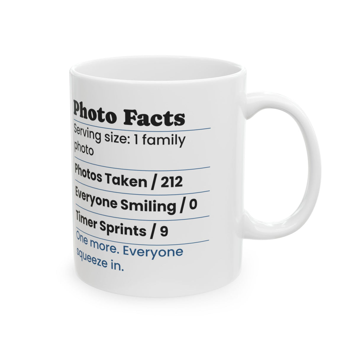 Funny Family Christmas Coffee Mug Photo Facts Family Photographer Label
