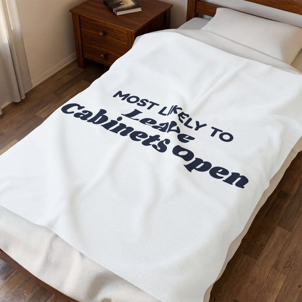 Funny Family Christmas Throw Blanket Most Likely To Leave Cabinets Open