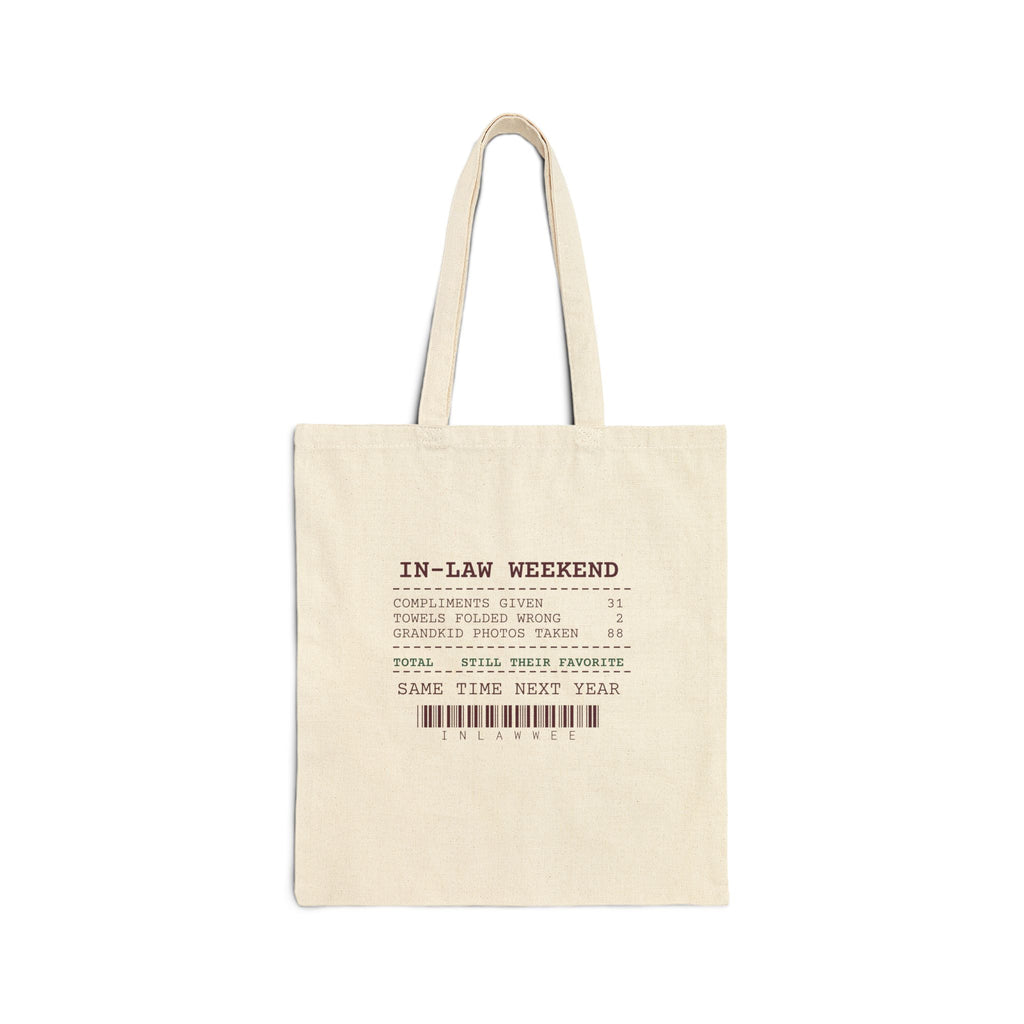 Funny Christmas Tote Bag In-Law Weekend Receipt Still Their Favorite