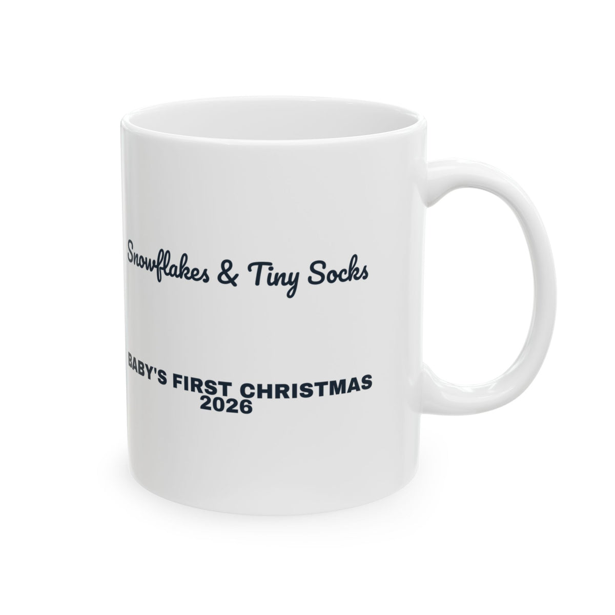 Baby's First Christmas Coffee Mug 2026 Snowflakes And Tiny Socks