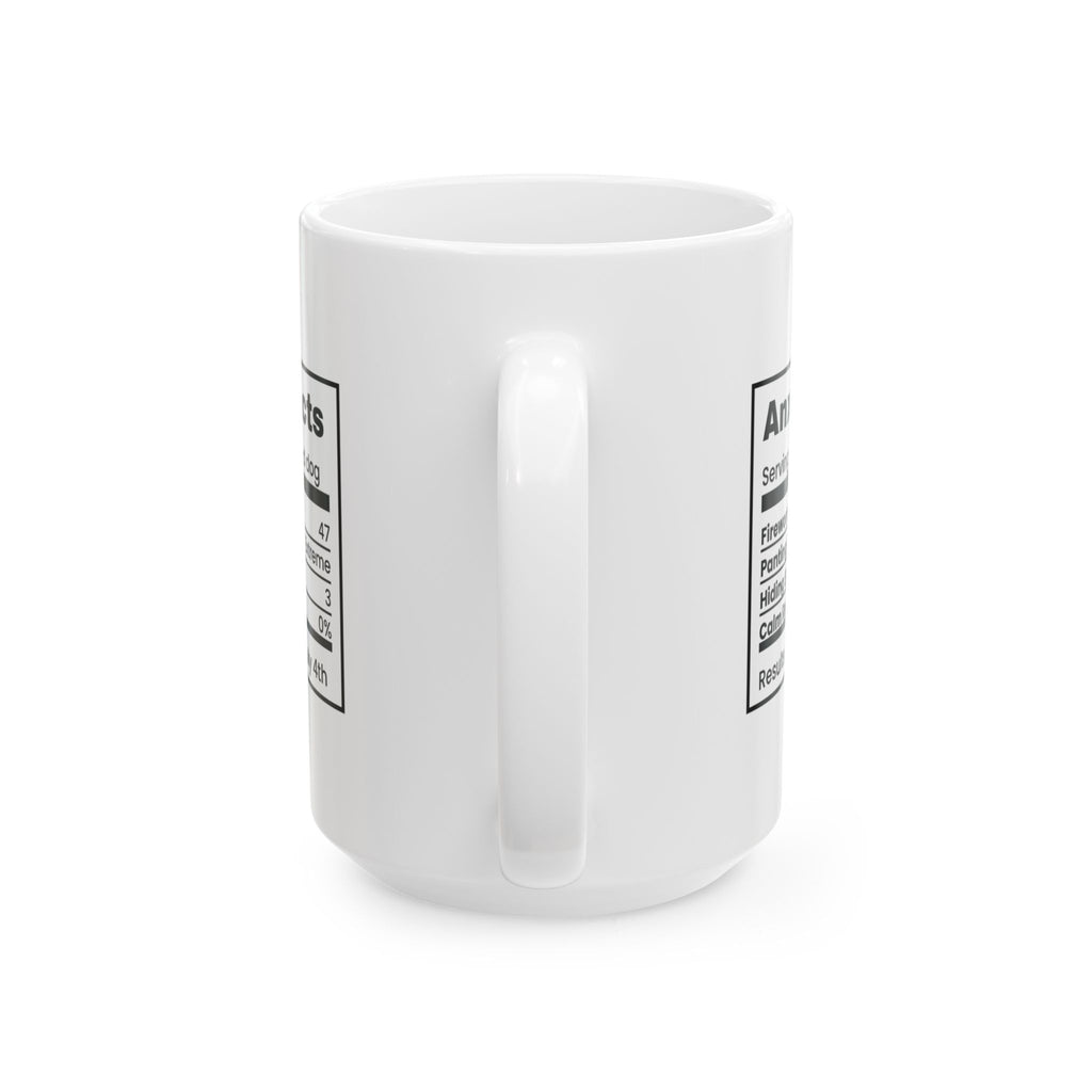 Funny Anxiety Facts Coffee Mug Fireworks Dog Nutrition Label For Moms