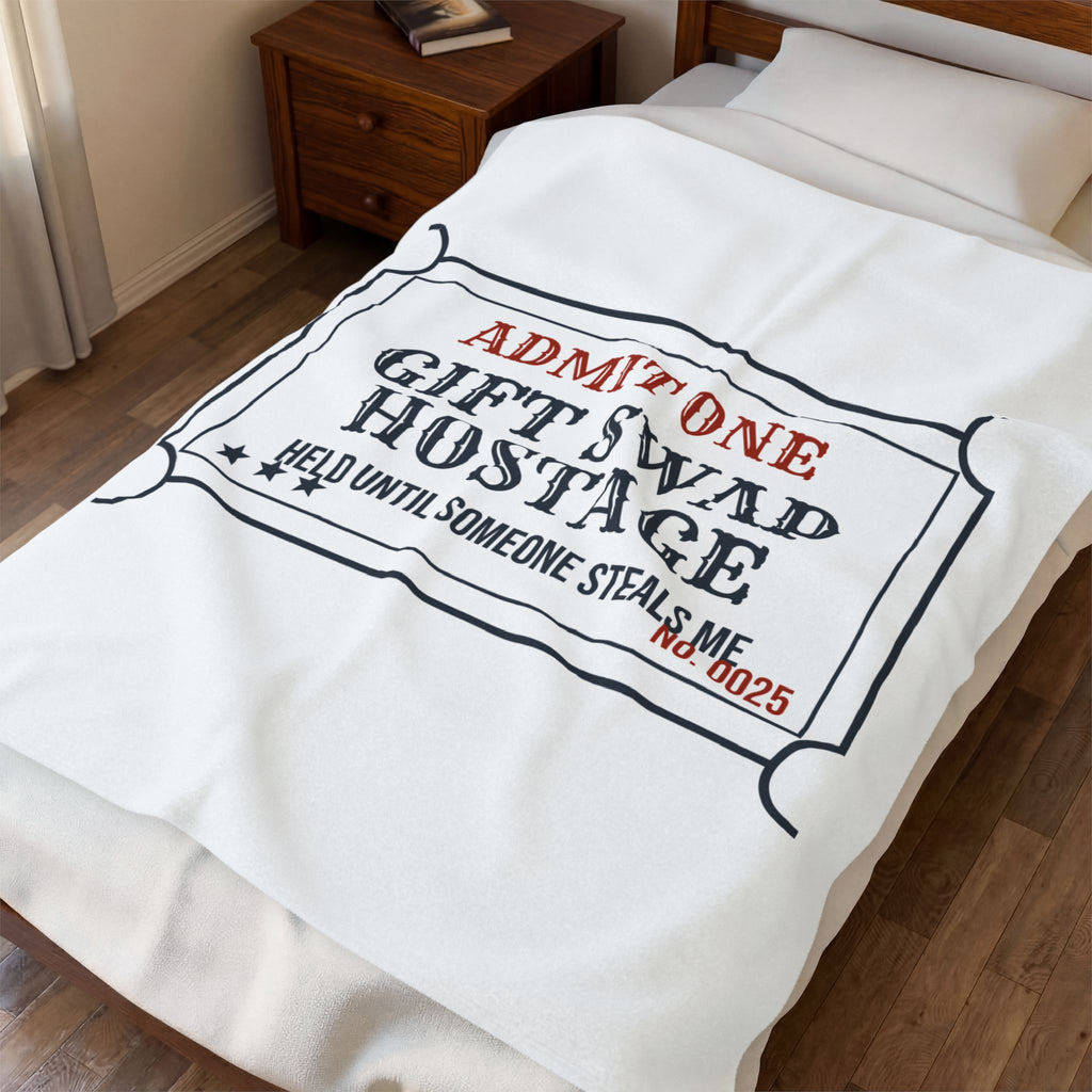 Funny White Elephant Throw Blanket Gift Swap Hostage Please Steal Me Ticket