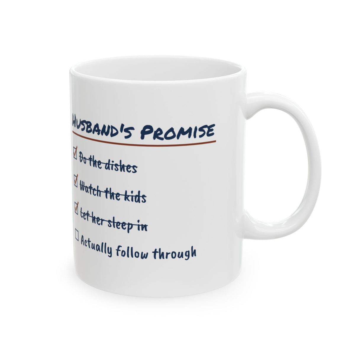 Funny Wife Coffee Mug Husbands Promise Checklist For Wife