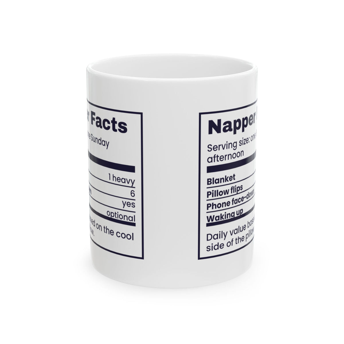 Funny Nap Lover Coffee Mug Napper Facts Nutrition Label