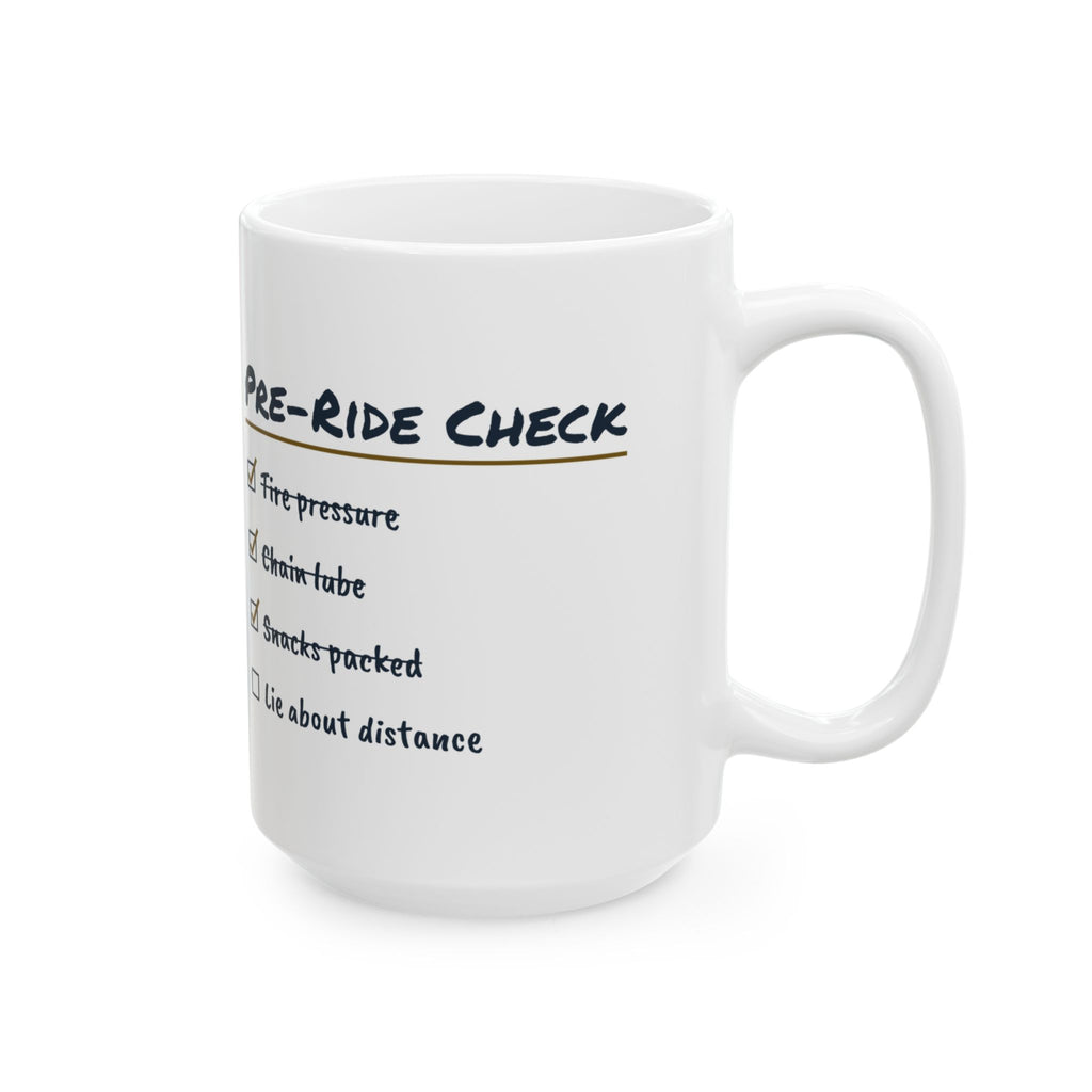 Funny Cycling Coffee Mug Pre-Ride Check List For Cyclists