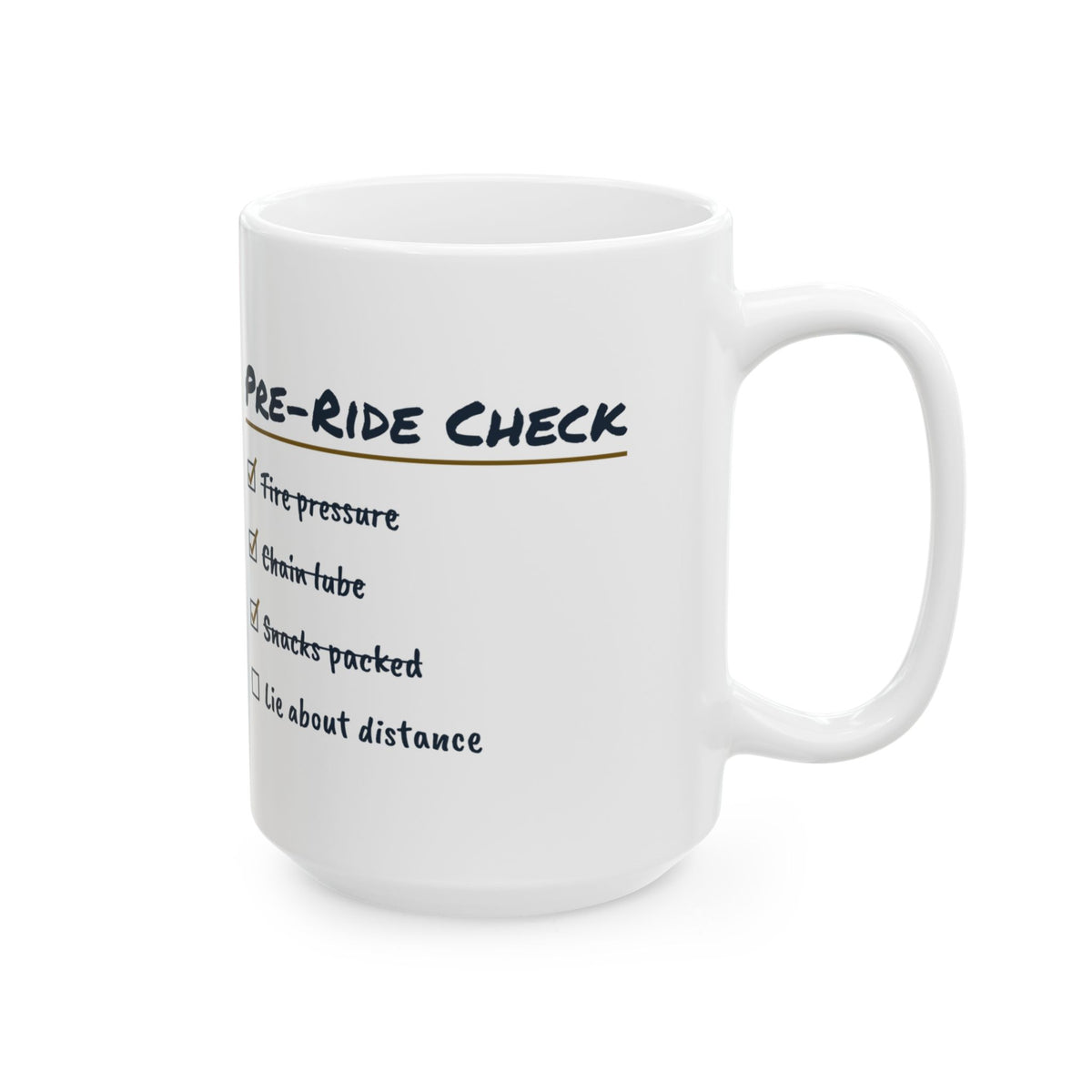Funny Cycling Coffee Mug Pre-Ride Check List For Cyclists