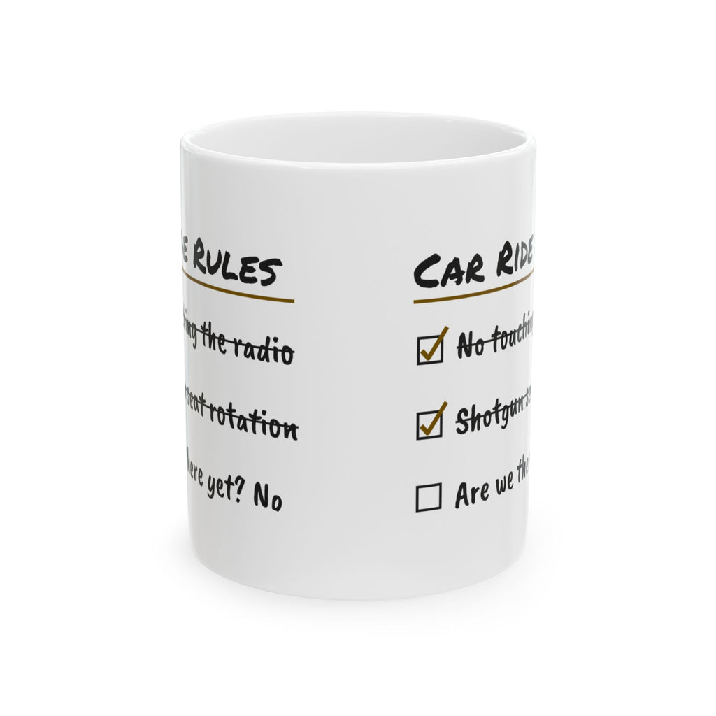 Funny Dad Coffee Mug Car Ride Rules For Dad Kids