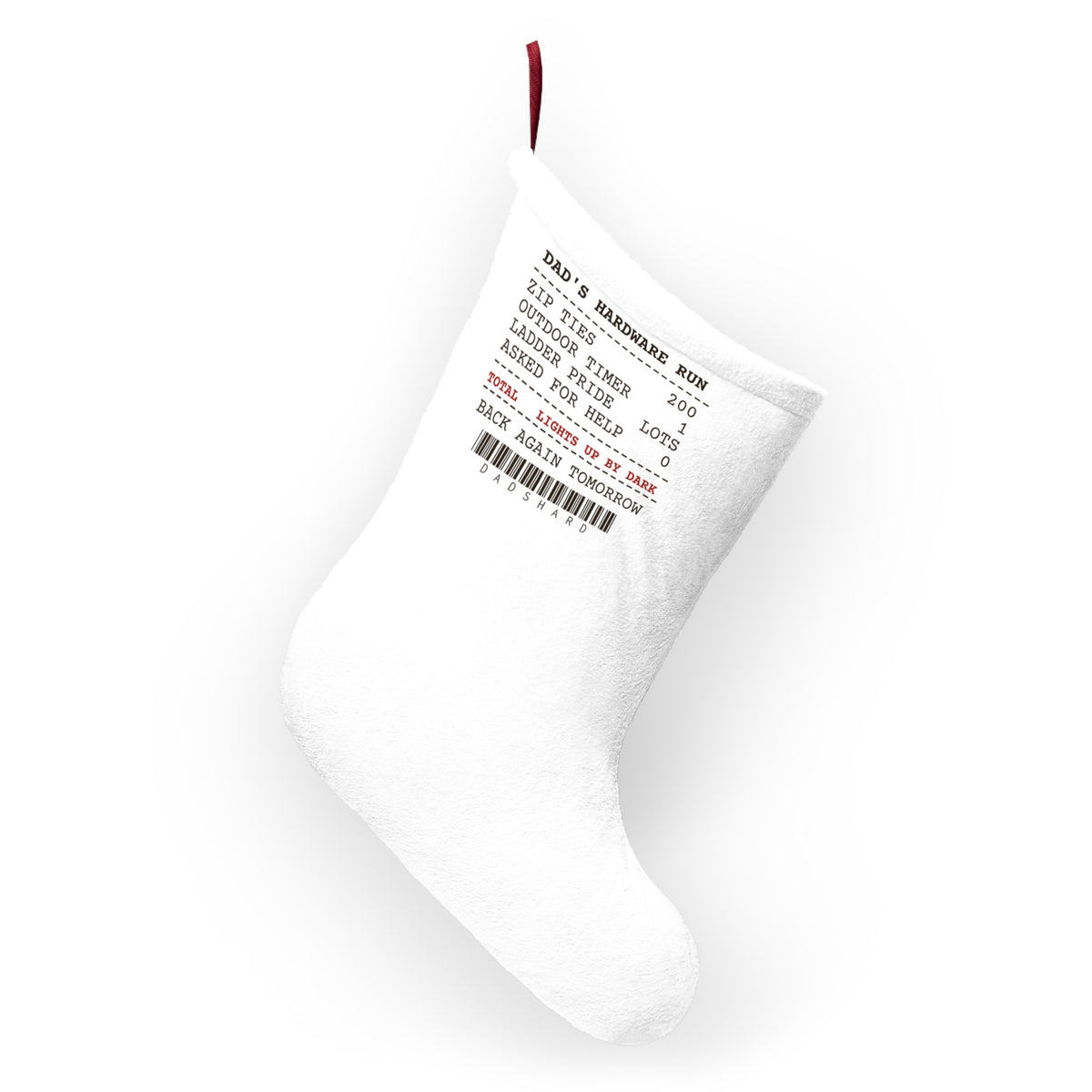 Funny Christmas Stocking Dad's Hardware Run Receipt For Dads