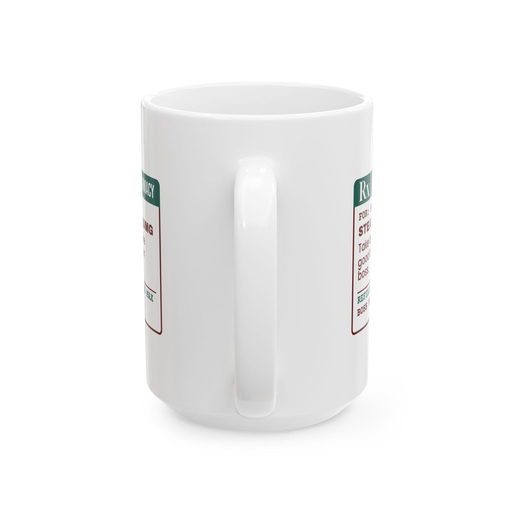 Funny White Elephant Coffee Mug Steal Courage Prescription Office Swap