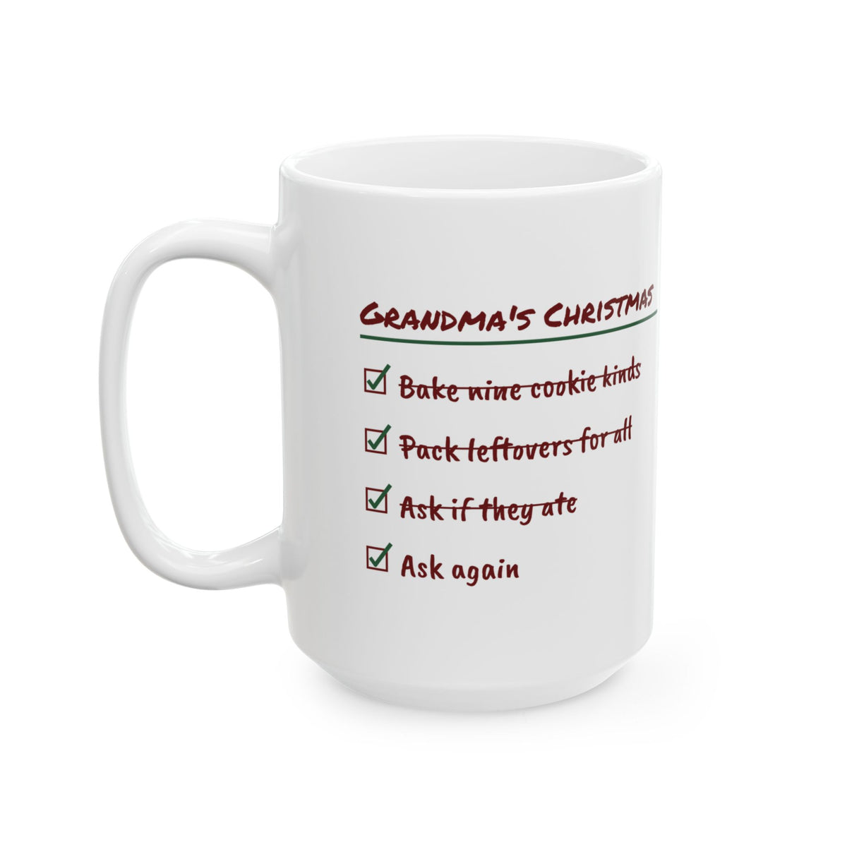 Funny Grandma Christmas Coffee Mug Ask If They Ate Checklist
