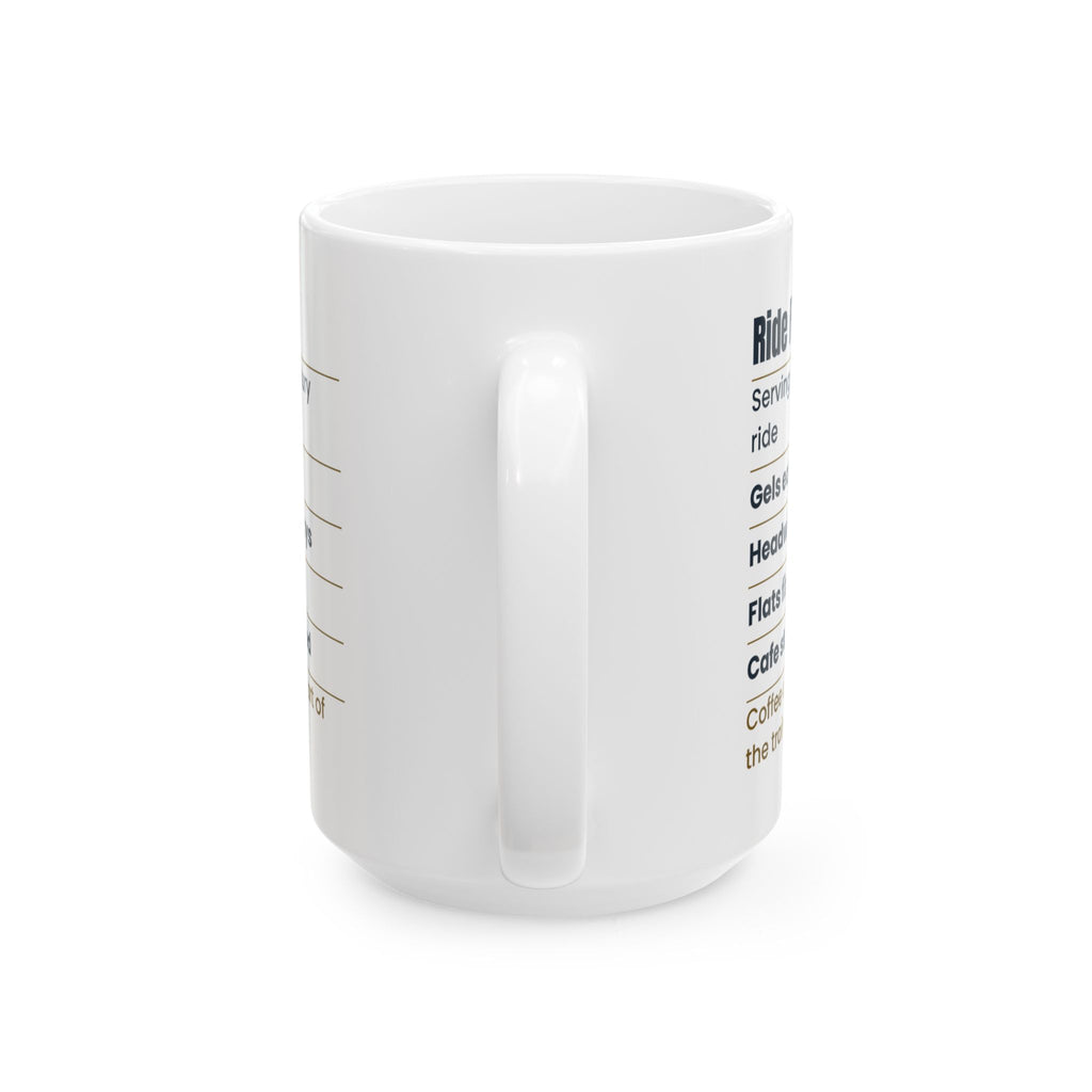 Funny Cycling Coffee Mug Ride Facts Label For Cyclists