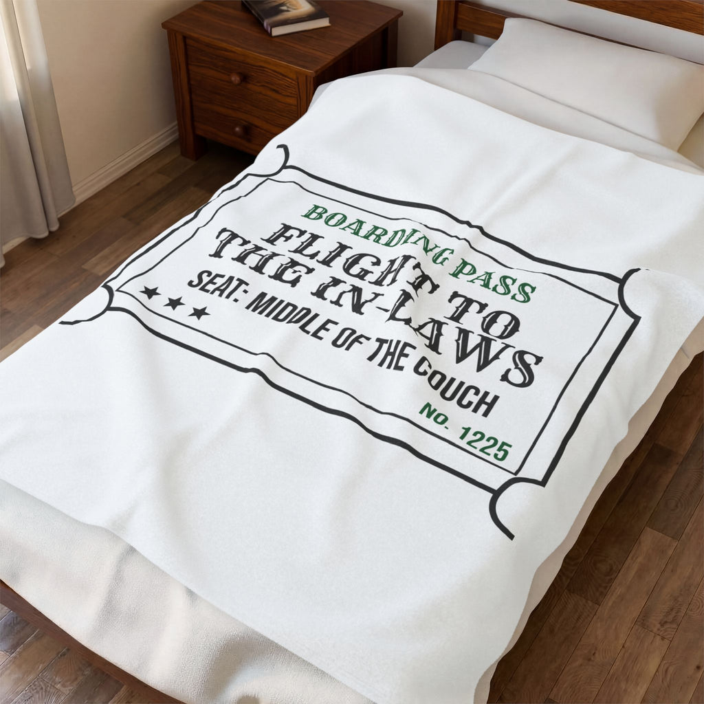 Funny Christmas Throw Blanket Flight To The In-Laws Boarding Pass