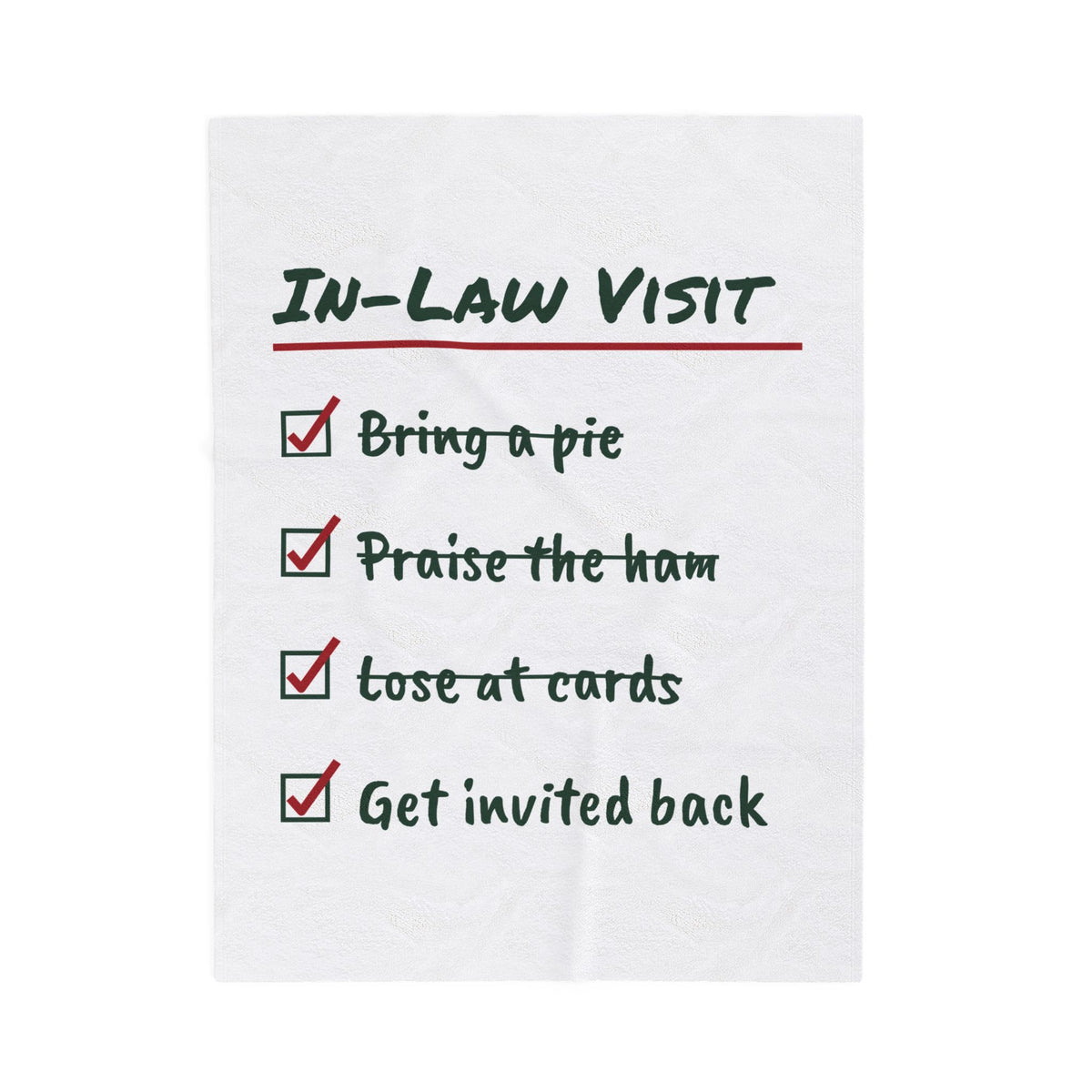 Funny Christmas Throw Blanket In-Law Visit Get Invited Back For In-Laws