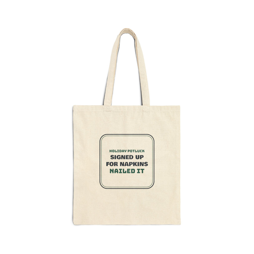 Funny Christmas Office Potluck Tote Bag Signed Up For Napkins