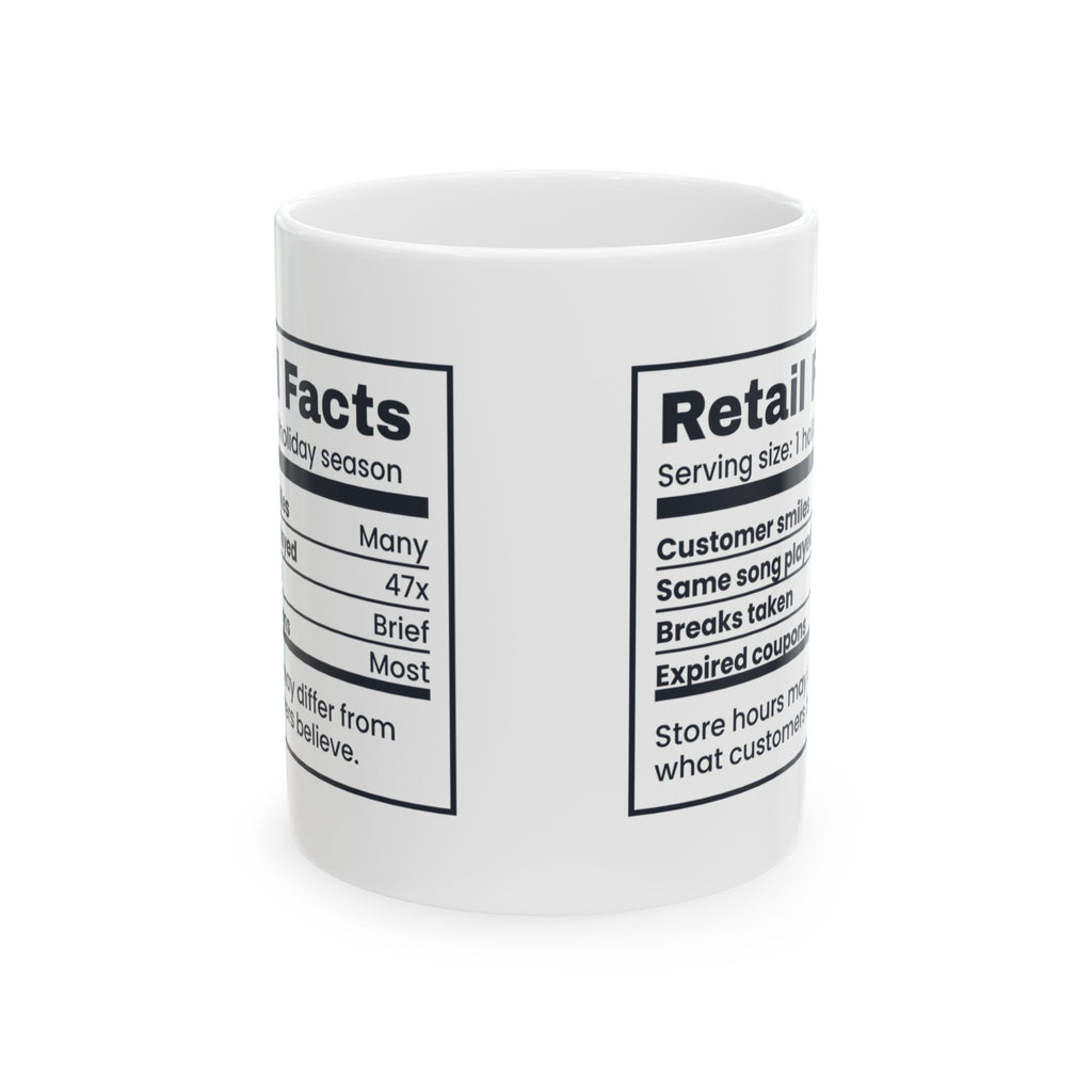 Retail Facts Coffee Mug Same Song Played 47x Holiday Season Label
