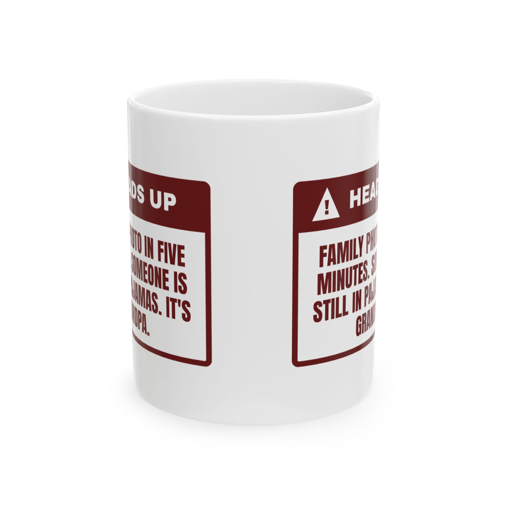 Funny Family Christmas Coffee Mug Family Photo Grandpa Still In Pajamas