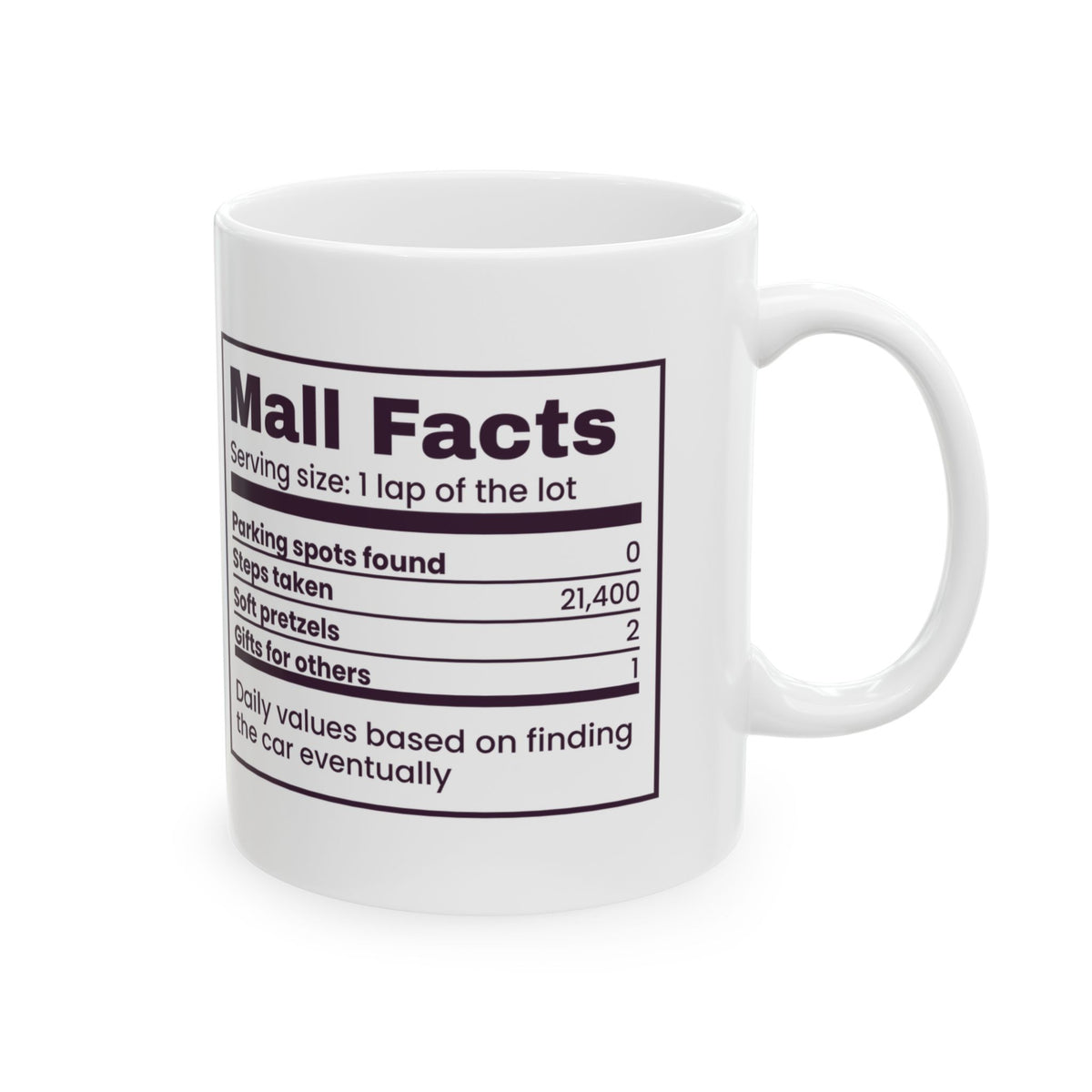Funny Christmas Coffee Mug Mall Facts Parking Spots Found Zero