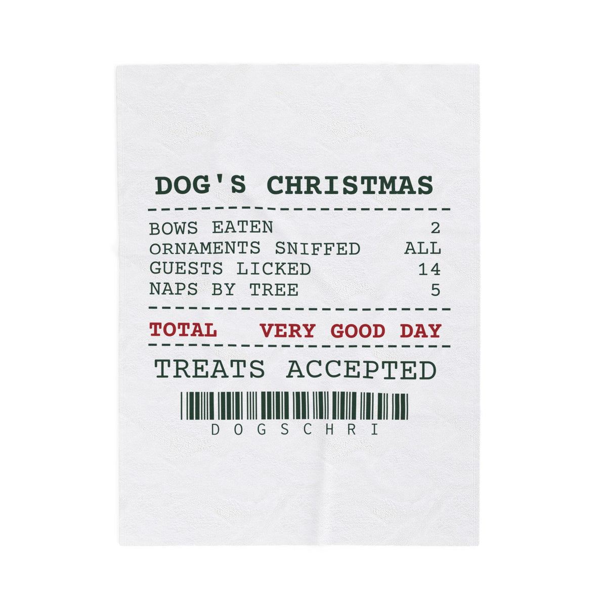 Funny Christmas Dog Throw Blanket Dog's Christmas Receipt For Dog Lovers