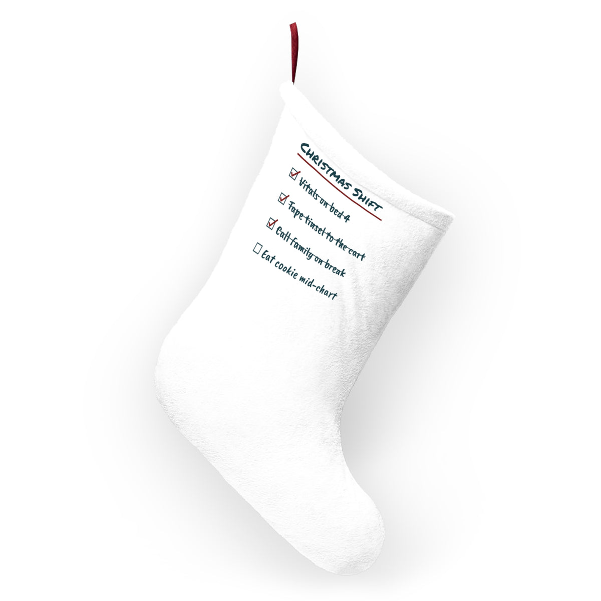 Funny Nurse Christmas Stocking Christmas Shift Checklist For