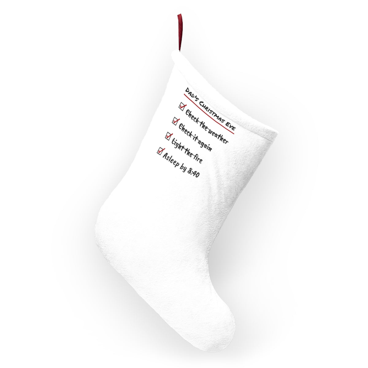 Funny Christmas Dad Christmas Stocking Christmas Eve Checklist Asleep By