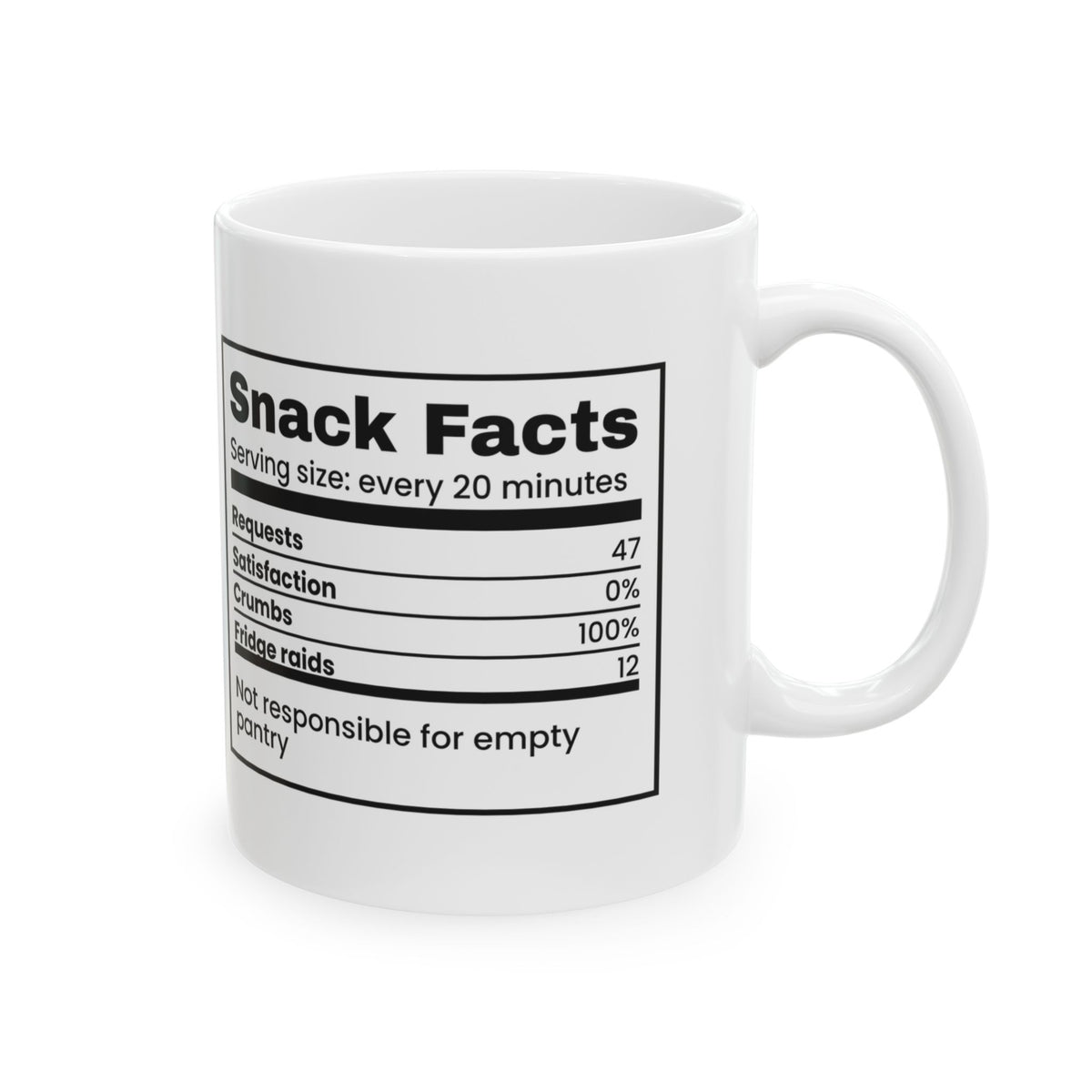 Boy Mom Coffee Mug Snack Facts Every 20 Minutes