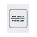 Funny Christmas Throw Blanket Mom's Spreadsheet Do Not Edit