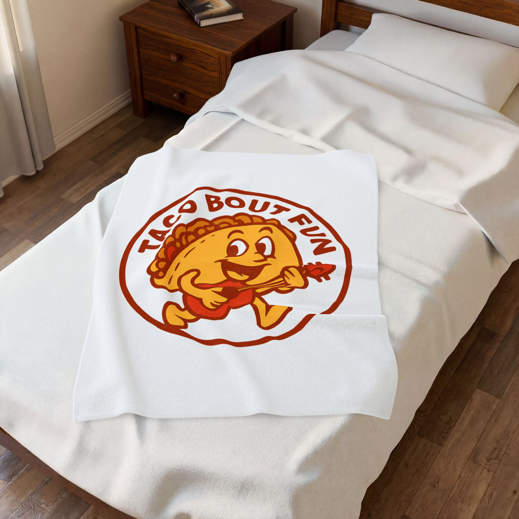 Taco Bout Fun Funny Retro Taco Pun Throw Blanket