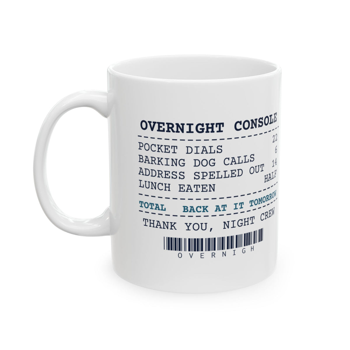 Funny Police Dispatcher Coffee Mug Overnight Shift Receipt