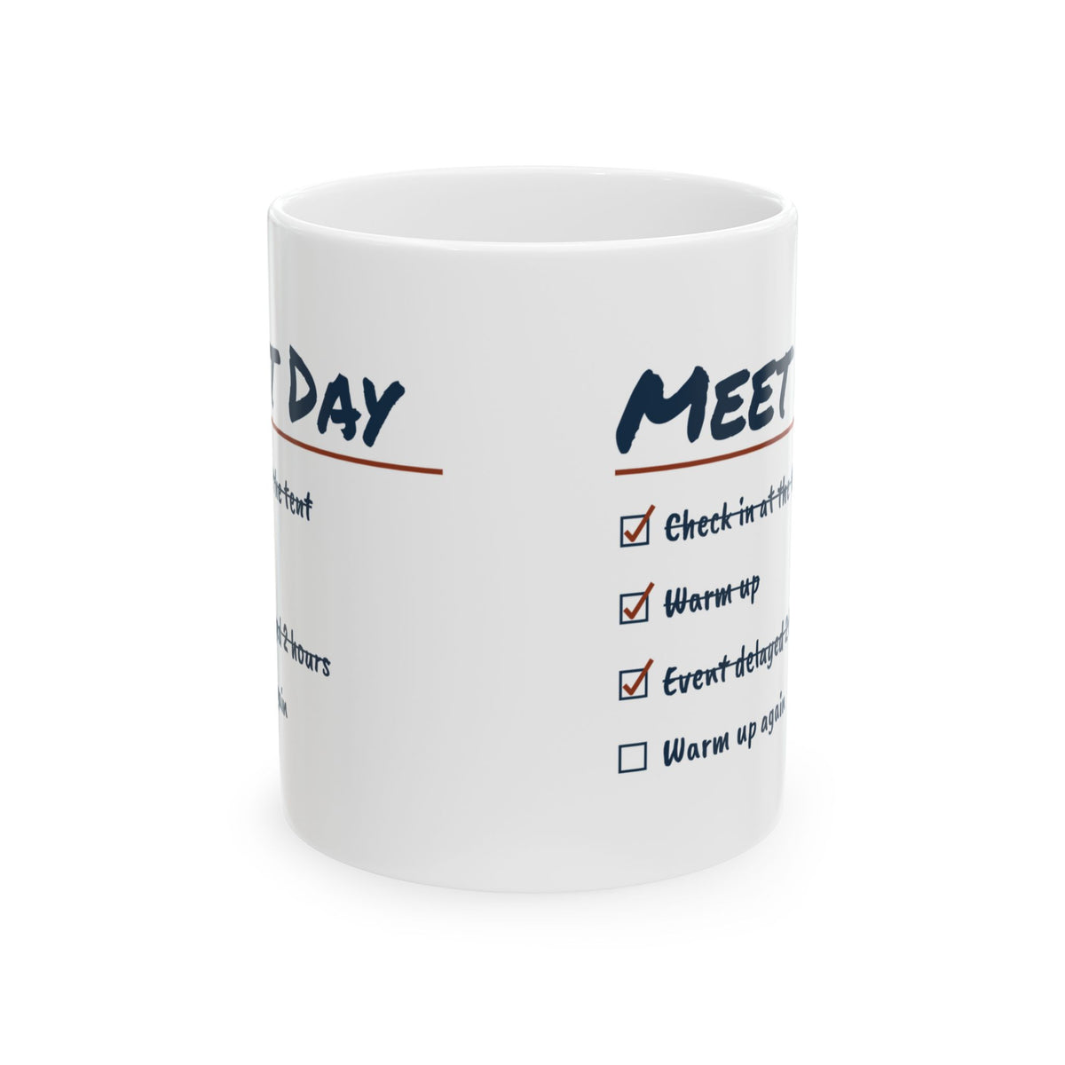 Funny Track Coffee Mug Meet Day Checklist Warm Up Again