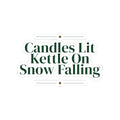 Christmas Sticker Candles Lit Kettle On Snow Falling Cozy Winter
