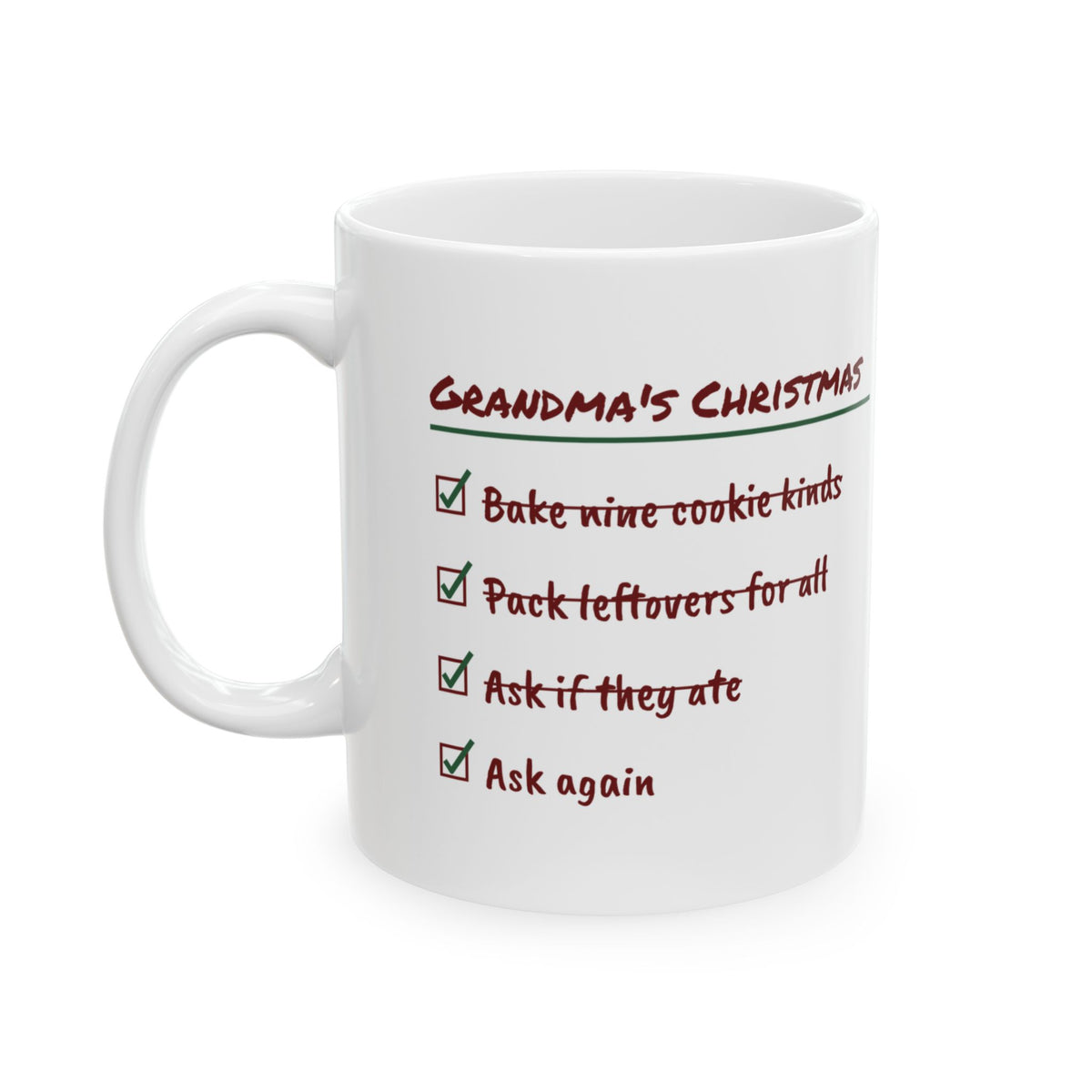 Funny Grandma Christmas Coffee Mug Ask If They Ate Checklist