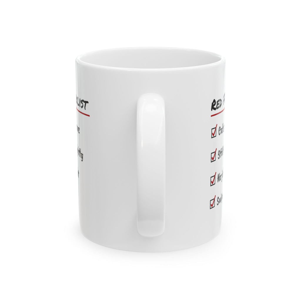 Funny Single Coffee Mug Red Flag Checklist Swipe Left For Her