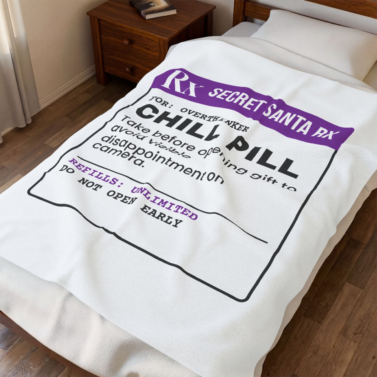 Funny Secret Santa Prescription Throw Blanket Chill Pill Gag Gift Coworker