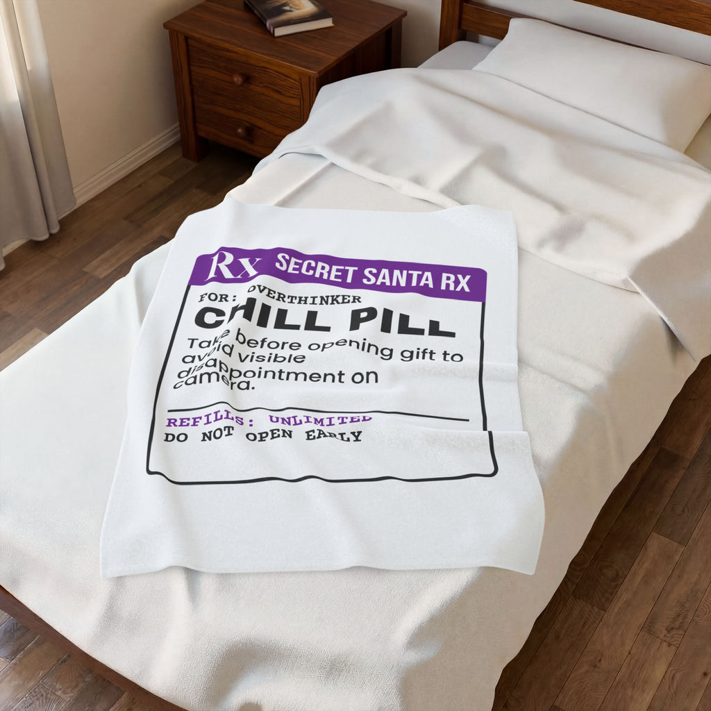 Funny Secret Santa Prescription Throw Blanket Chill Pill Gag Gift Coworker