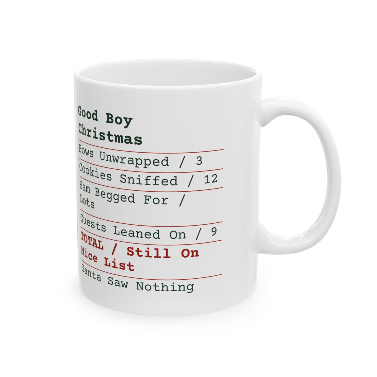Funny Dog Christmas Coffee Mug Good Boy Receipt For Dog Owners