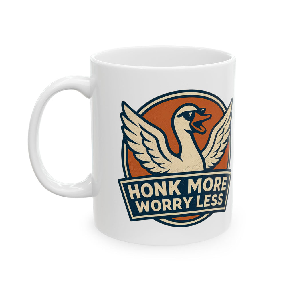 Funny Goose Honk More Worry Less Silly Bird Lover Coffee Mug