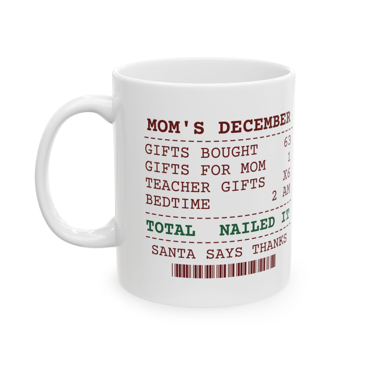 Funny Christmas Mom Coffee Mug Gifts Bought 63 Receipt For Moms