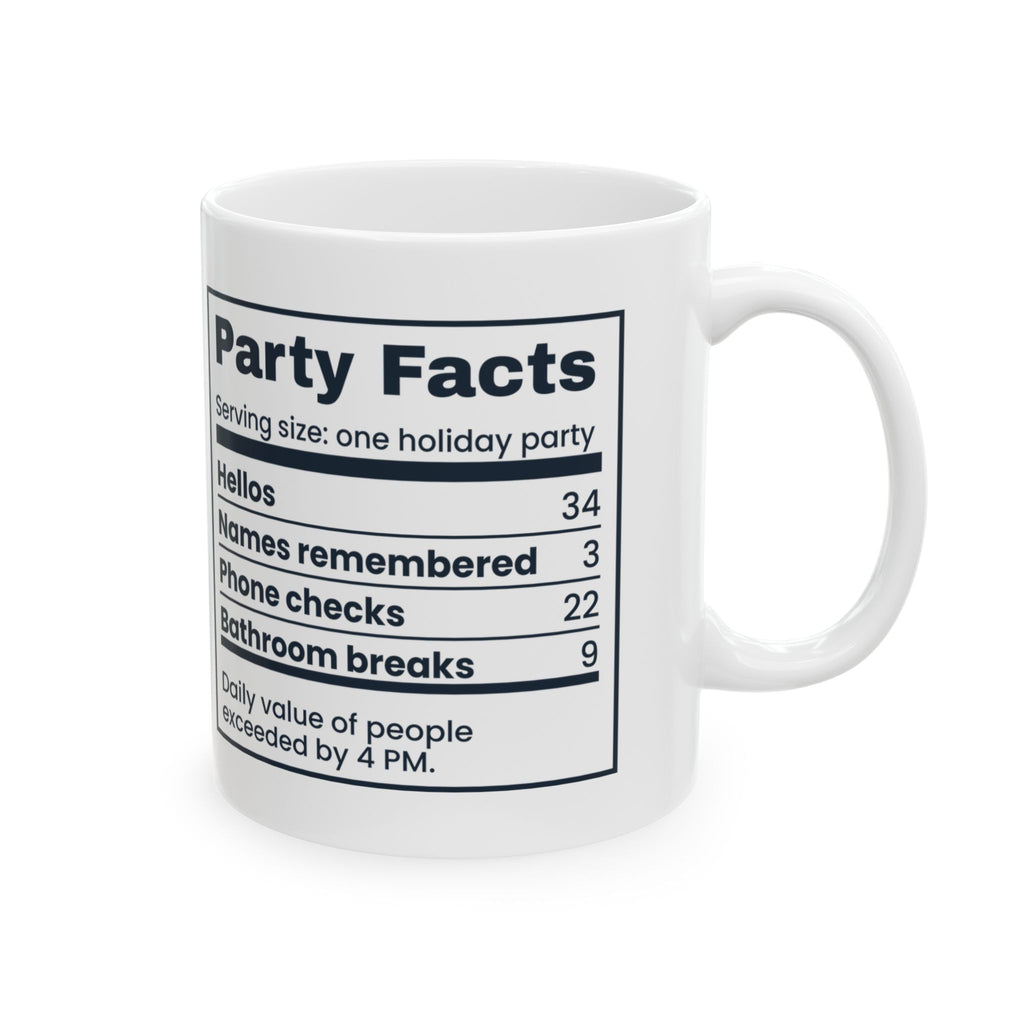 Funny Introvert Christmas Party Coffee Mug Party Facts Nutrition Label