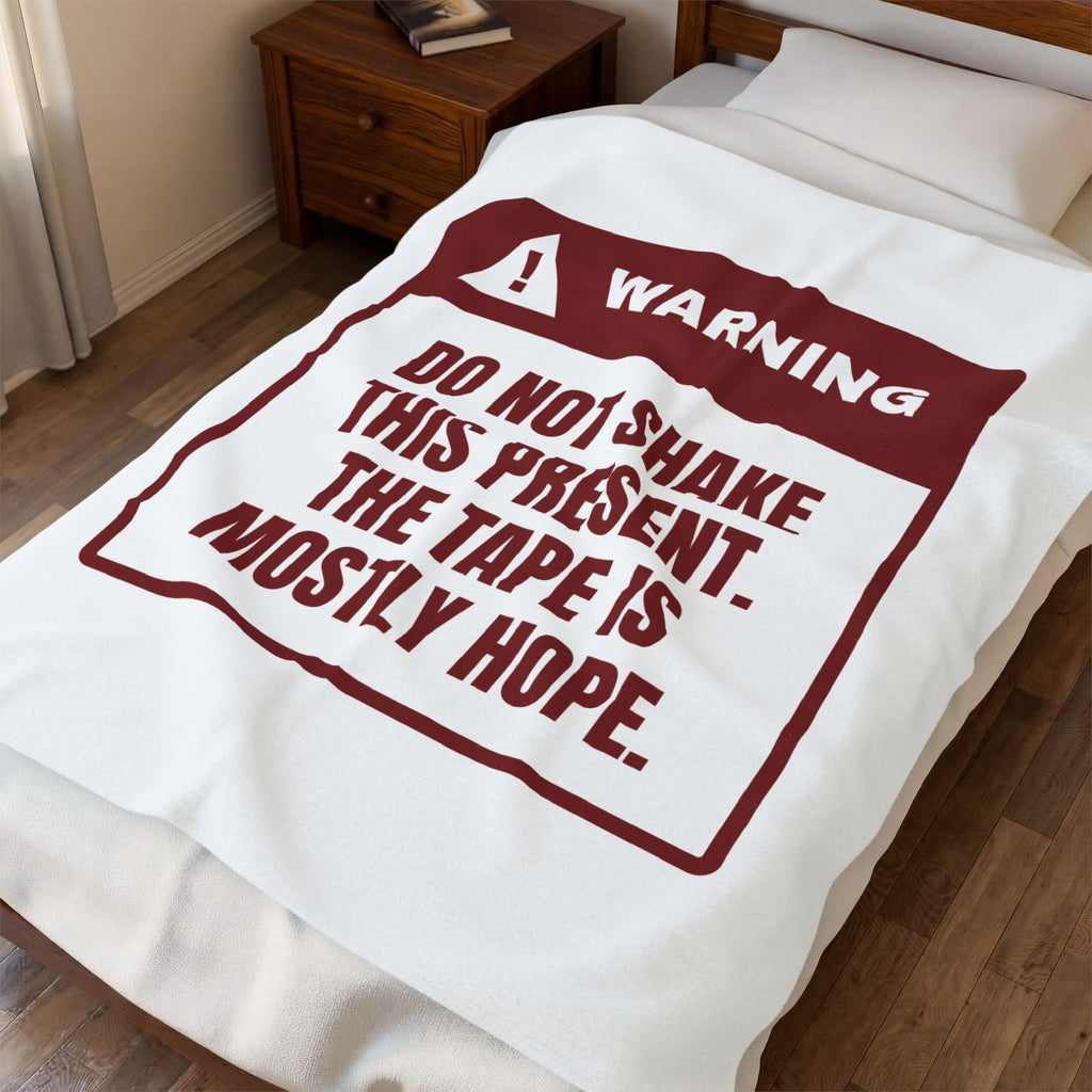Funny Christmas Throw Blanket Do Not Shake The Tape Is Mostly Hope