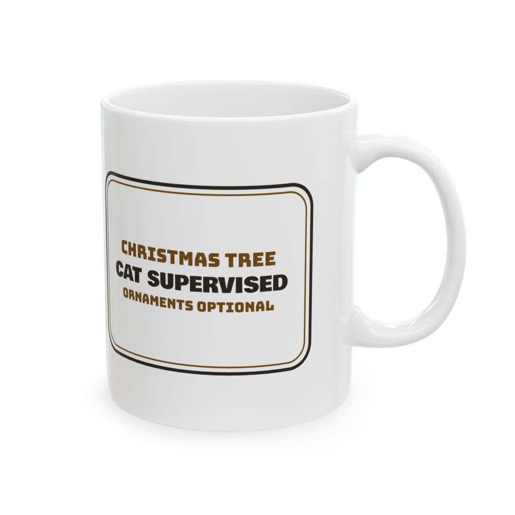 Funny Christmas Cat Coffee Mug Cat Supervised Tree For Cat Lovers
