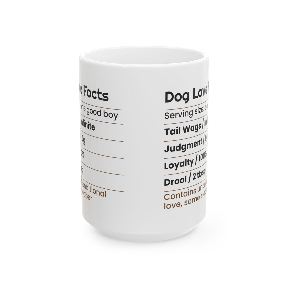 Funny Dog Valentine Coffee Mug Nutrition Facts Label For Dog Lovers