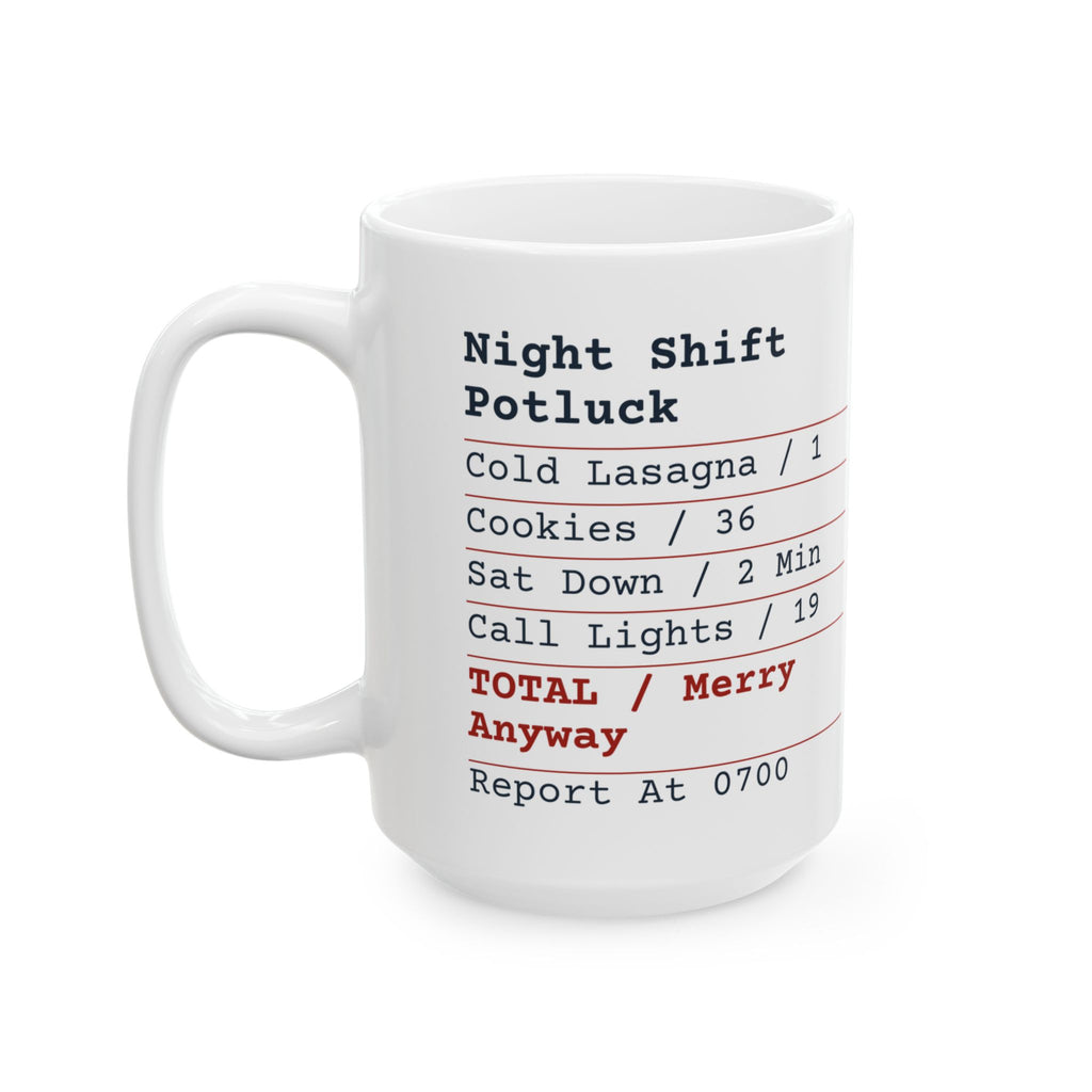 Funny Christmas Nurse Coffee Mug Night Shift Potluck Receipt